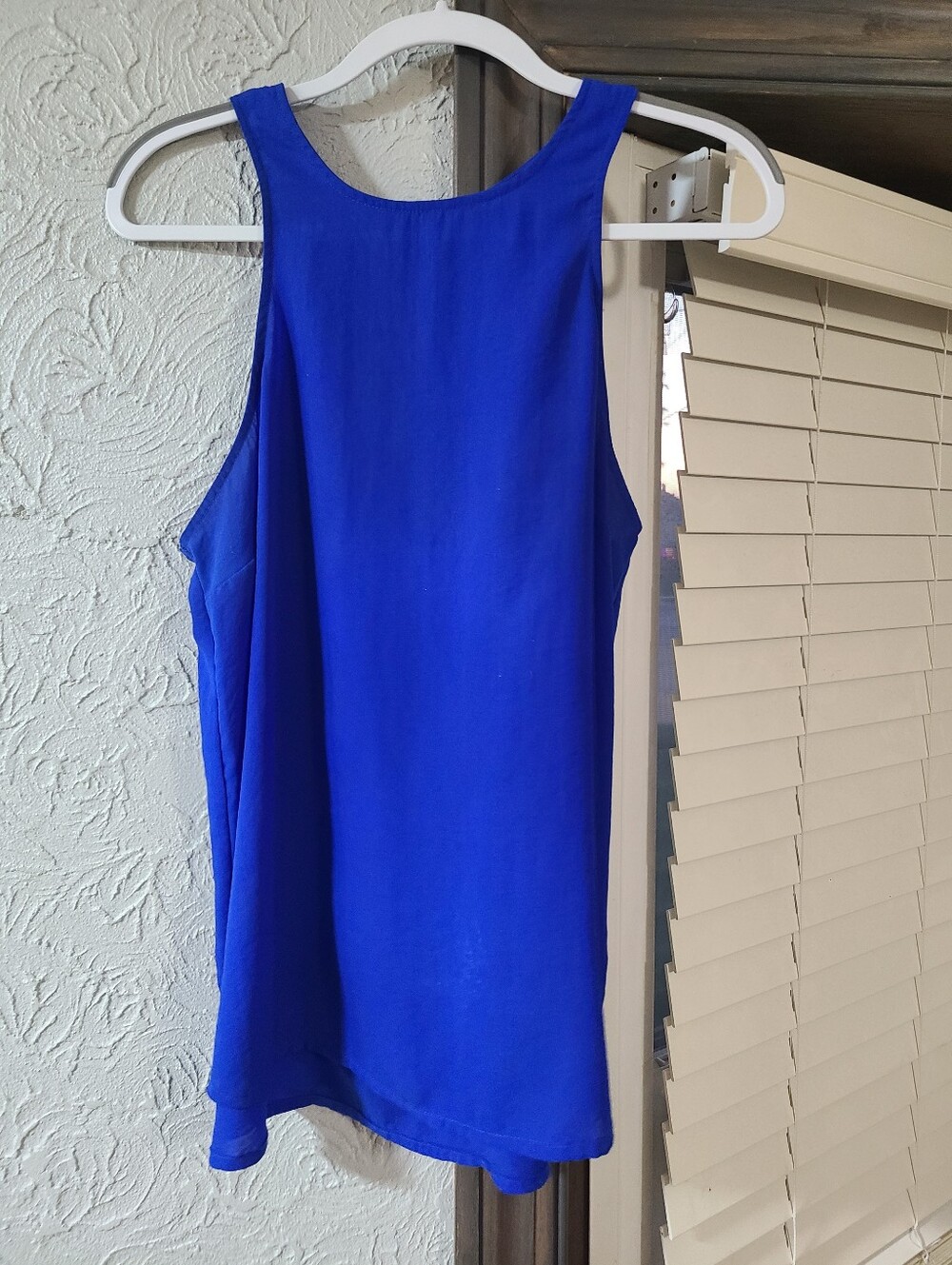 Express Women's Sleeveless Tank Top - Royal Blue - Multi Layer Zipper Back